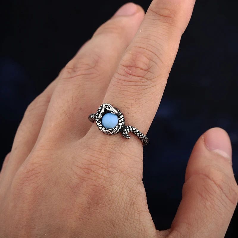 Japanese Brand × Jewelry × Vintage Stainless Steel Snake With Stone Ring Size ONE SIZE - 6 Thumbnail