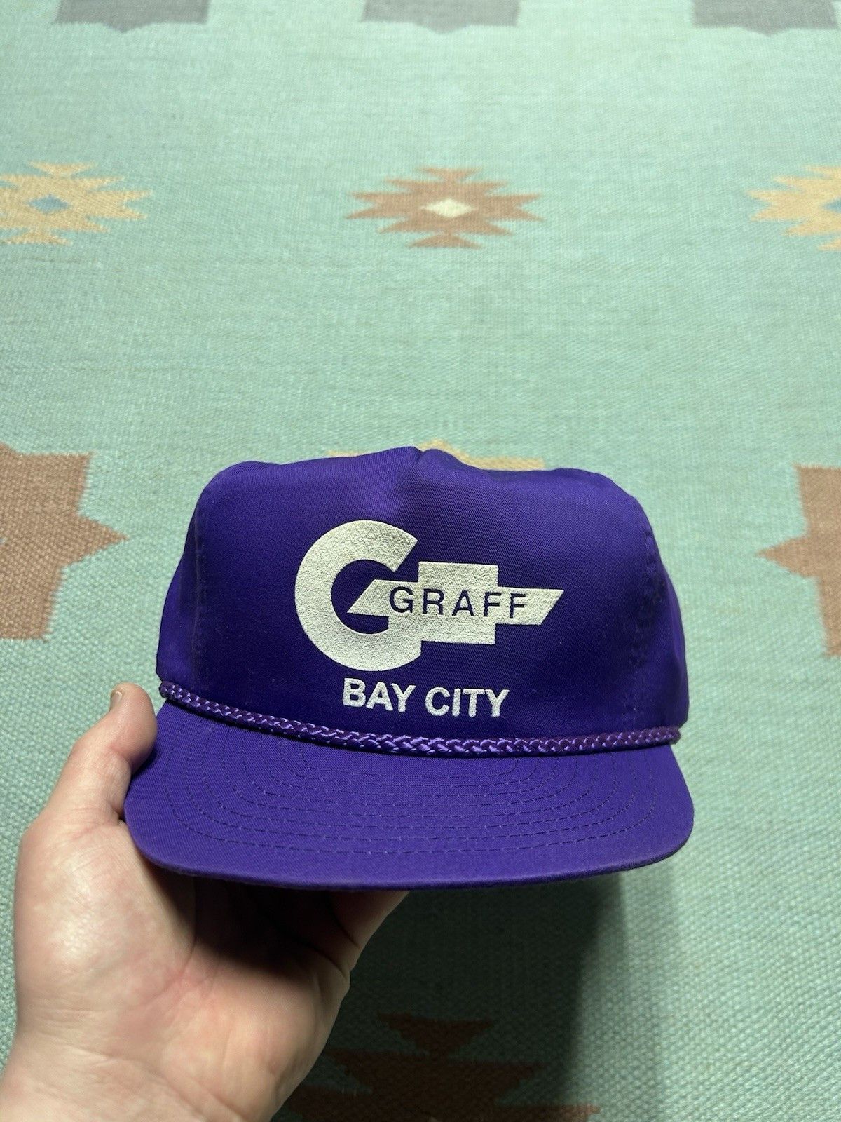 Vintage Vtg Strap hat Graff Chevy Chevrolet dealer bay city Michigan Size ONE SIZE - 2 Thumbnail