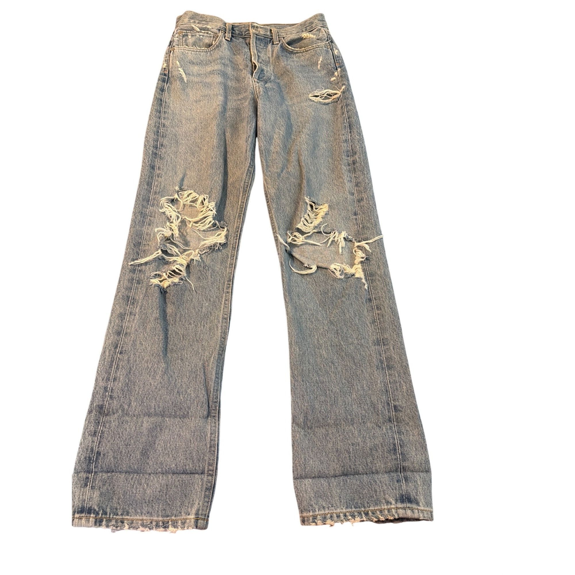 Agolde Agolde 90s Jeans Distressed Destroyed Holes Blue Denim Butto Size 42" / US 20 - 1 Thumbnail