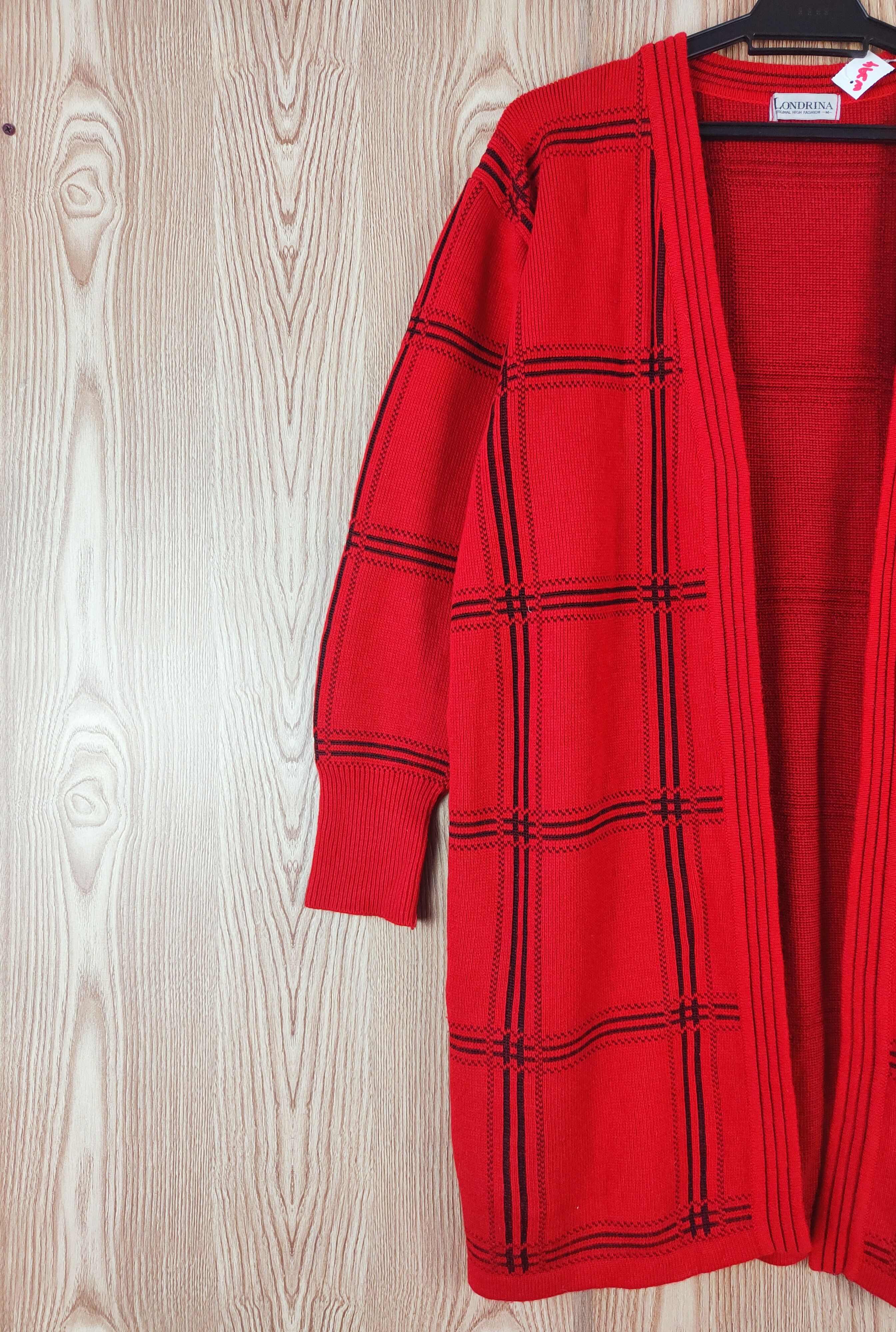 Vintage Londrina Red Knitwear Cardigan #W294 Size M / US 6-8 / IT 42-44 - 3 Thumbnail