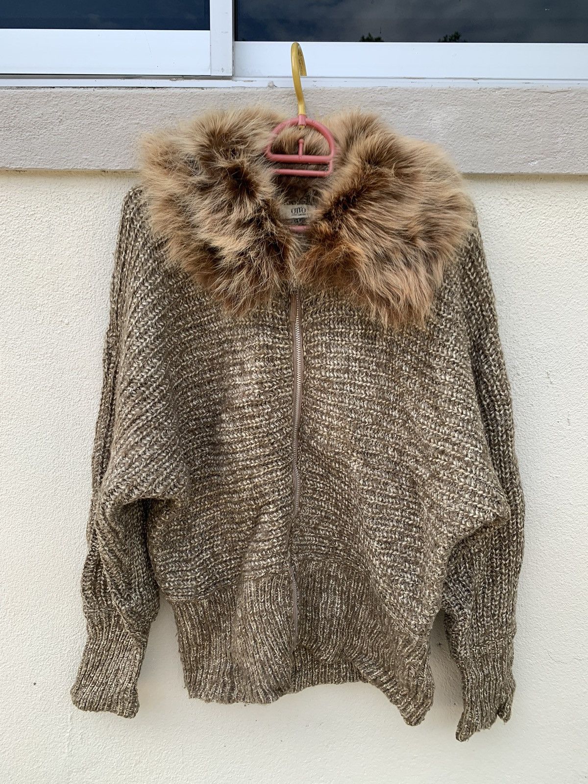 Otto Otto Sumisho Fur Collar Knit Zipper Jacket Size L / US 10 / IT 46 - 1 Thumbnail