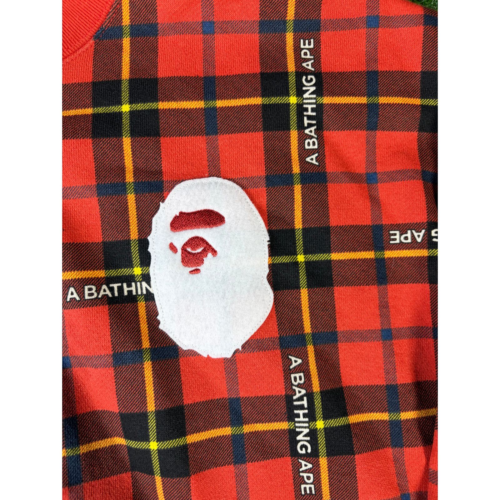 Bape BAPE Logo Check Red Loose Fit Crewneck Sweater Size XL Size US XL / EU 56 / 4 - 4 Thumbnail