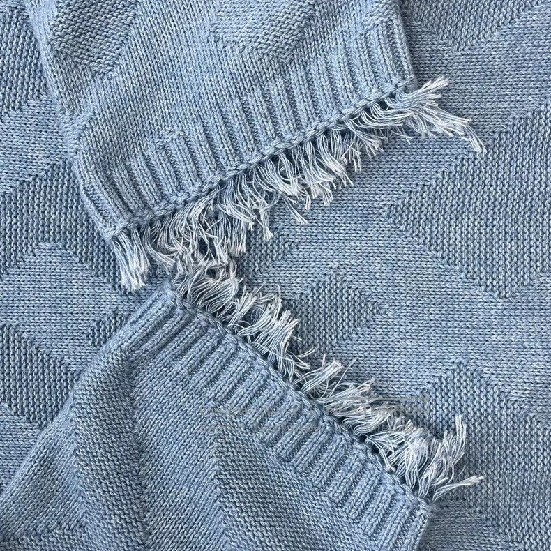 Fendi Fendi Blue Fringe Knit Short Sleeve Size US L / EU 52-54 / 3 - 5 Thumbnail