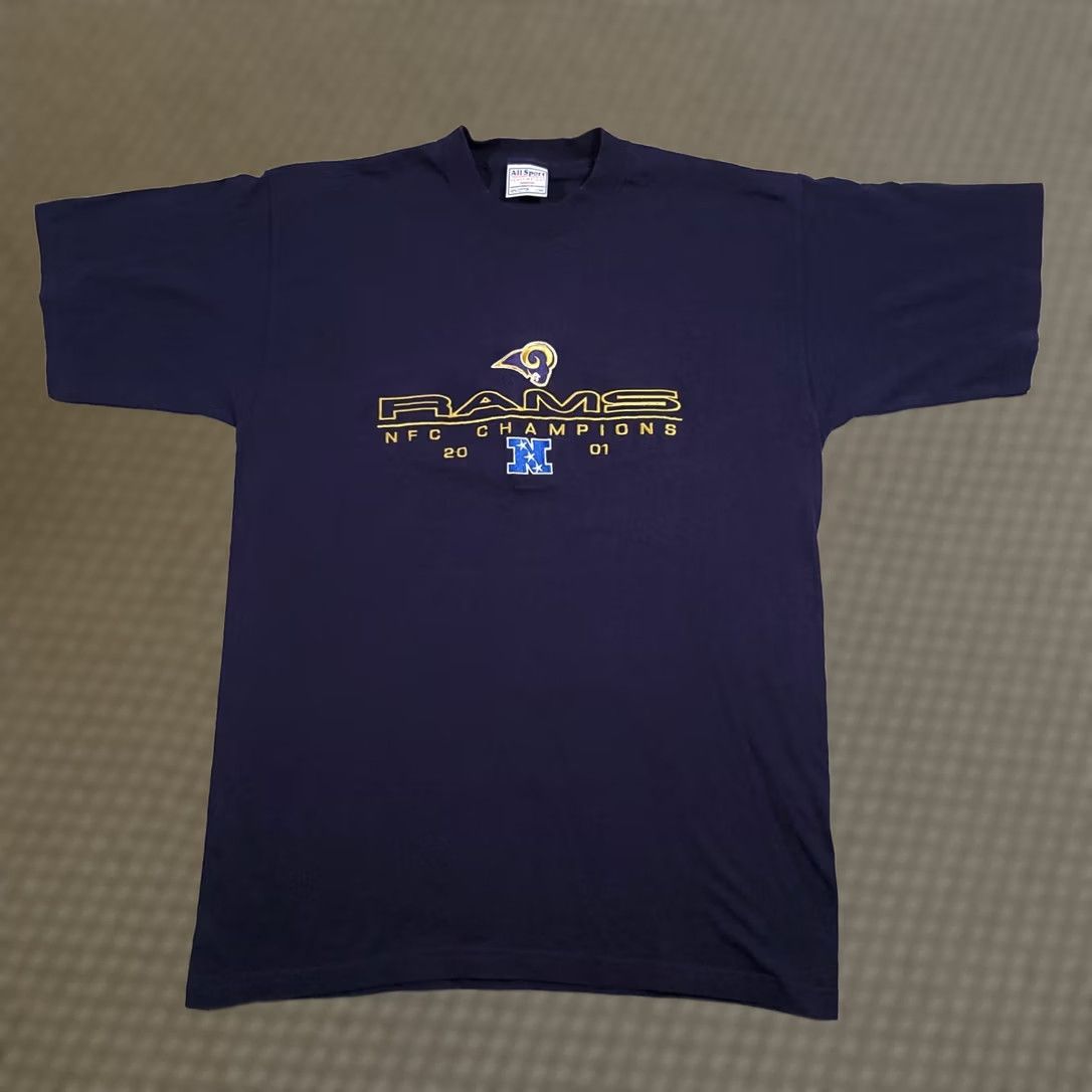 NFL VINTAGE St. Louis Rams 2001 NFL NFC Champions T-Shirt Mens Large Navy All Sport Size US L / EU 52-54 / 3 - 1 Thumbnail