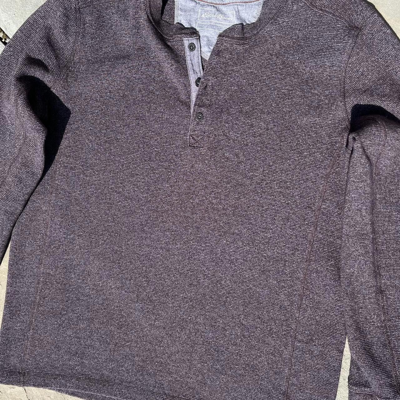 Eddie Bauer Burgundy Heather Waffle Knit Thermal Henley Contrast Placket Size US L / EU 52-54 / 3 - 4 Thumbnail