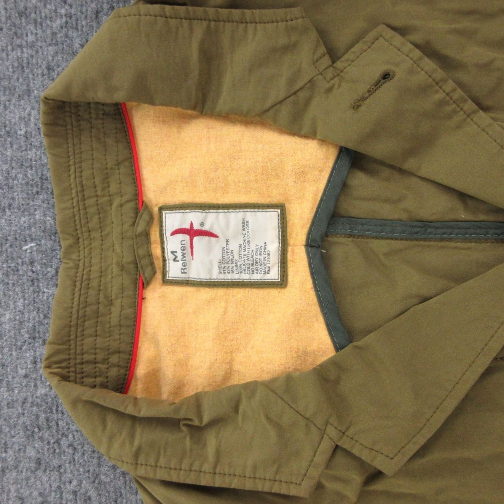 Relwen Relwen Blazer Mens M Green Canvas Military Jacket with Pockets Button Front Fall Regular Fit Size 40R - 5 Thumbnail