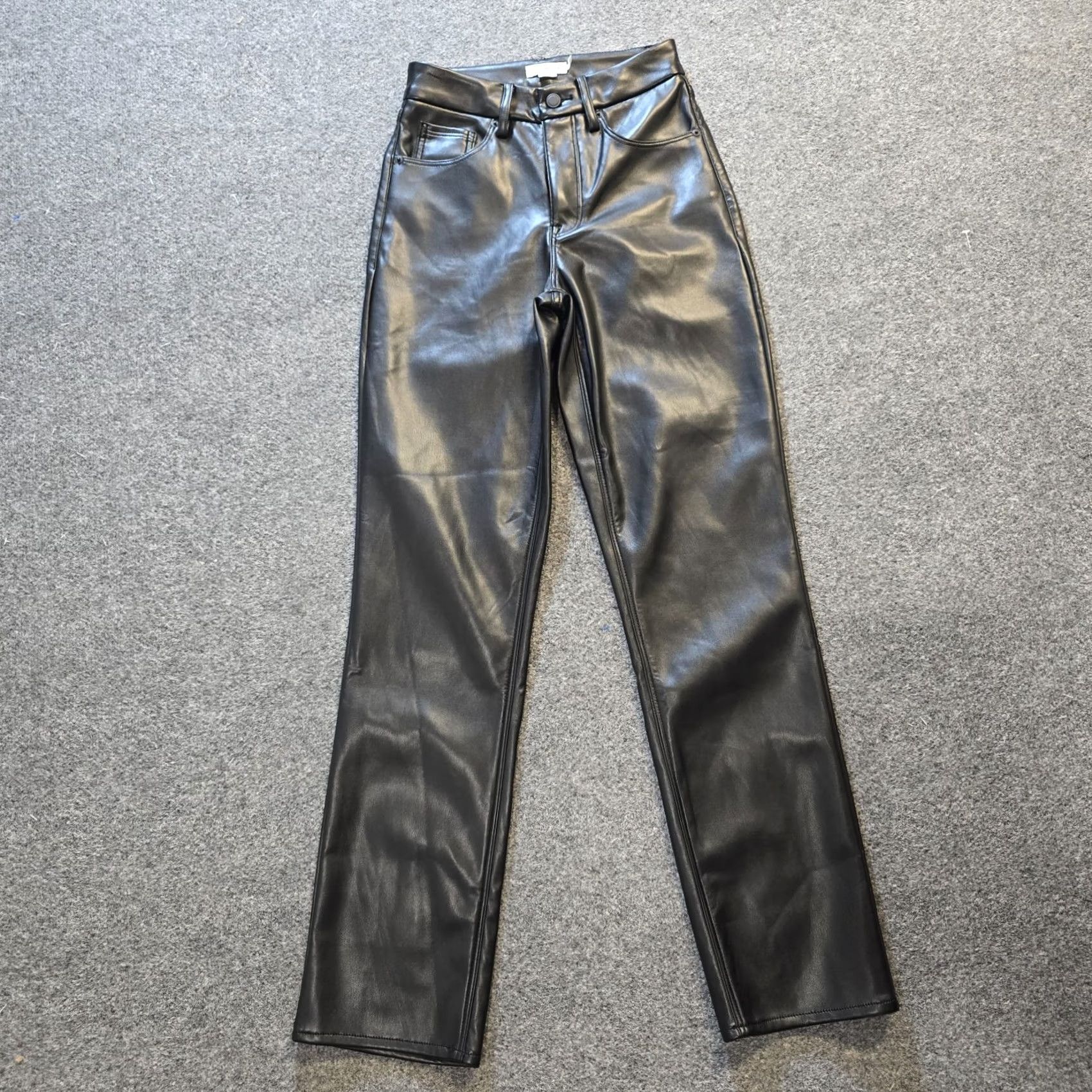 Good American Good American Pants Womens Size 2 Black Icon Vegan Leather Straight Leg Capsule Pants Size 26" / US 2 / IT 38 - 2 Thumbnail