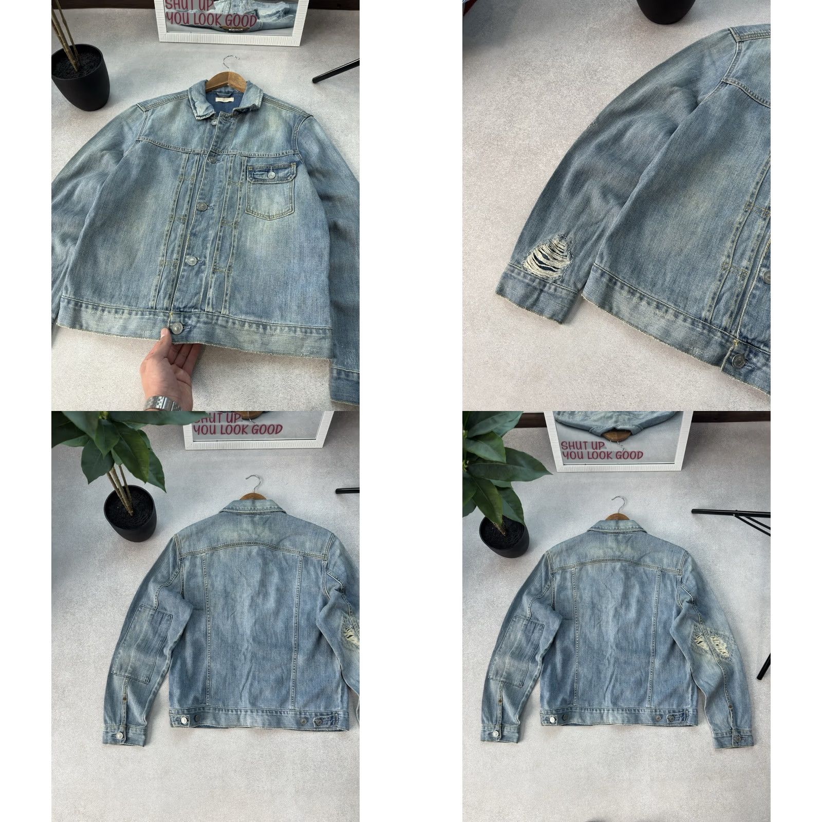 Allsaints AllSaints Denim Jacket Distressed Vintage Blue Button Casual Mens S Size US S / EU 44-46 / 1 - 8 Thumbnail
