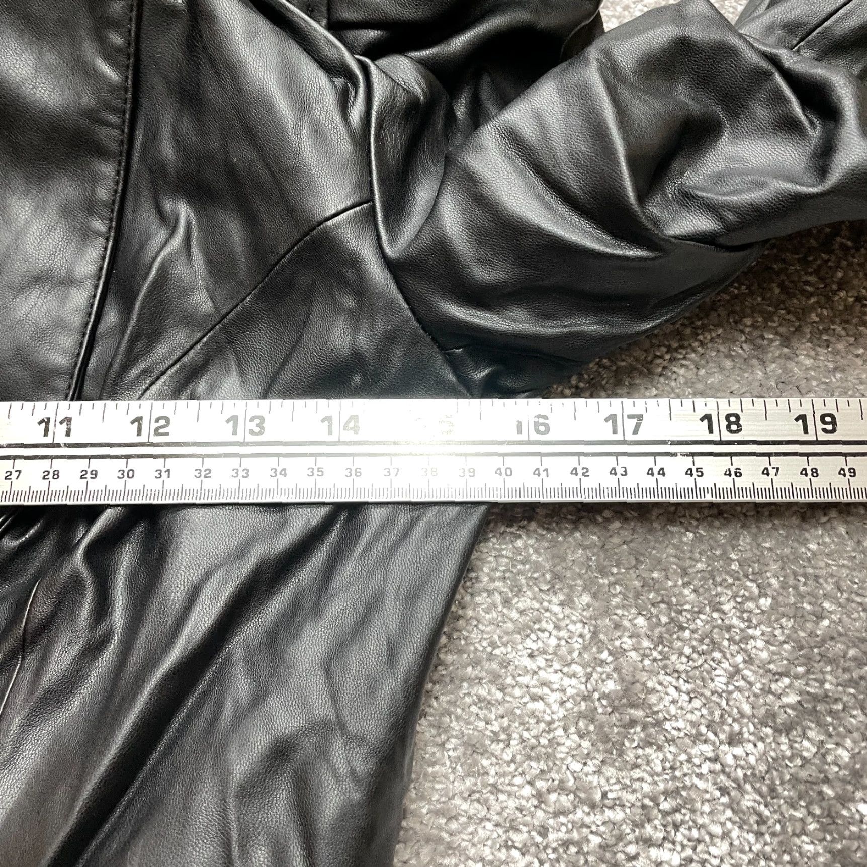 Vintage INC International Concepts Jacket Womens XS Black Faux Leather Hooded Power Shoulder Short Sleeve Zip Size XS / US 0-2 / IT 36-38 - 7 Thumbnail