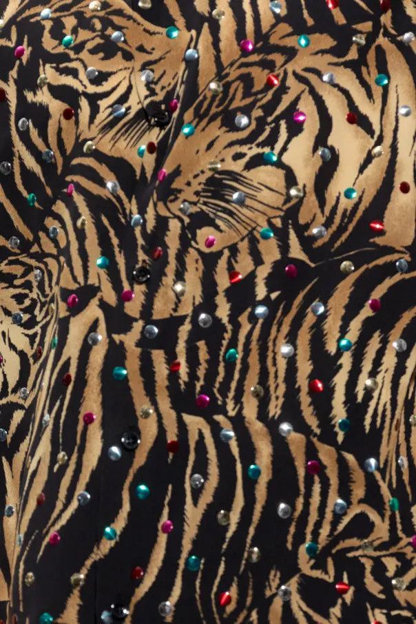 Saint Laurent Paris o1tp1o0125 Silk Shirt In Tiger Print in Multicolor Size US XS / EU 42 / 0 - 5 Thumbnail