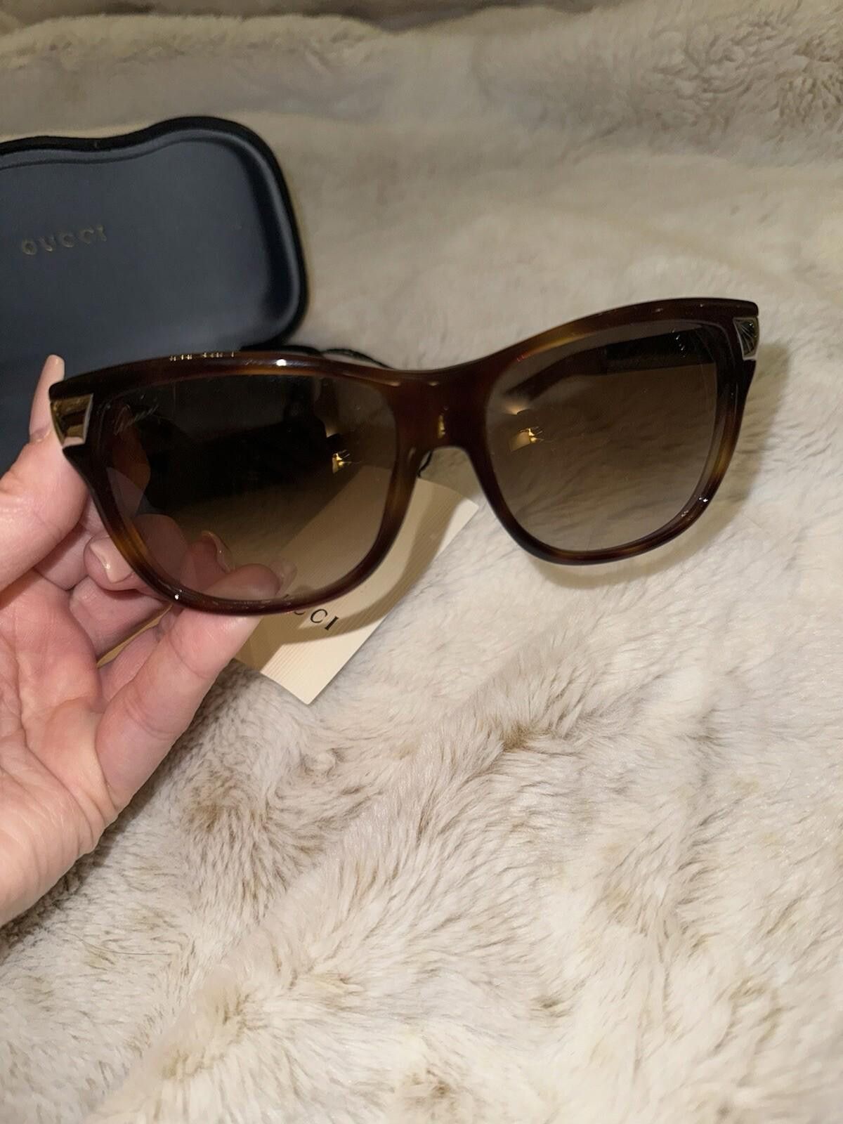 Gucci GUCCI Cristal Cat Sunglasses Brown Gradient & Silver w/ Case Size ONE SIZE - 7 Thumbnail