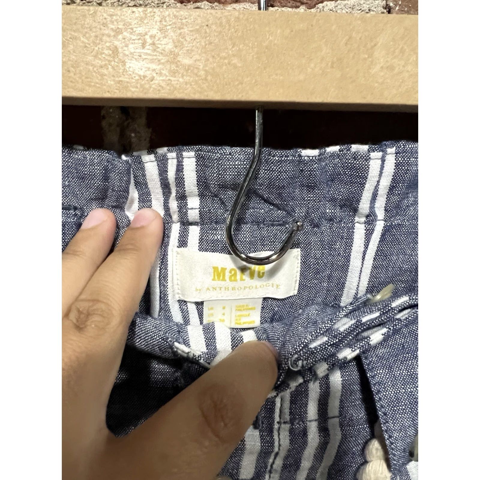 Anthropologie Anthropologie Maeve Pull On Pants Blue Stripe Linen Lagenlook 4 Size 27" / US 4 / IT 40 - 2 Thumbnail