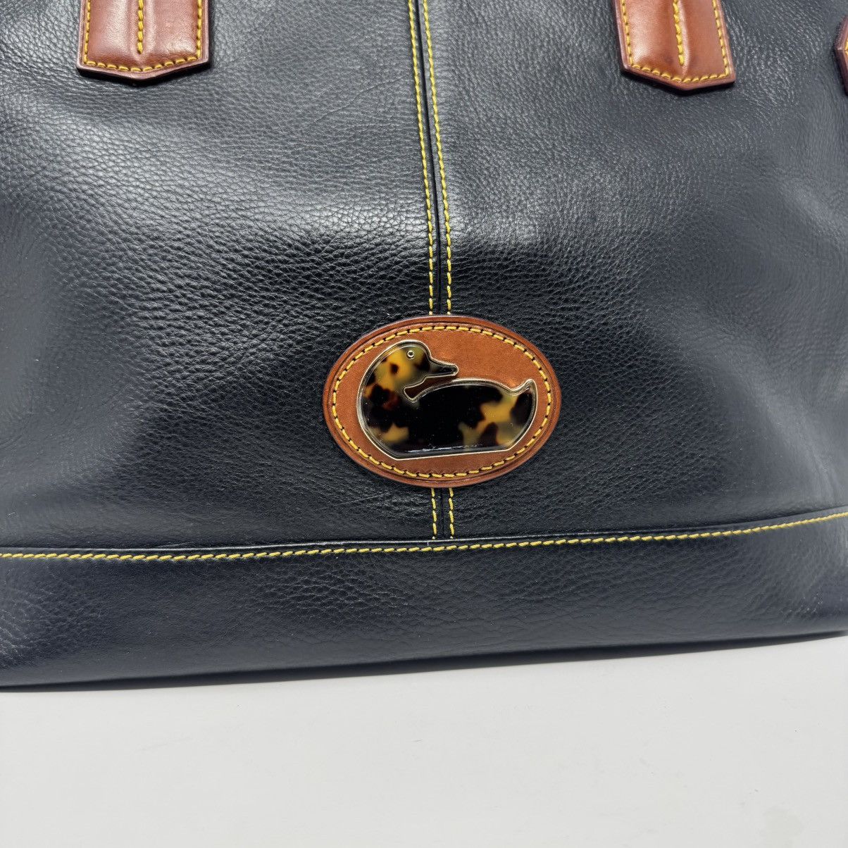 Dooney & Bourke Dooney & Bourke Black Leather Brown Handle Shoulder Bag Size ONE SIZE - 2 Thumbnail