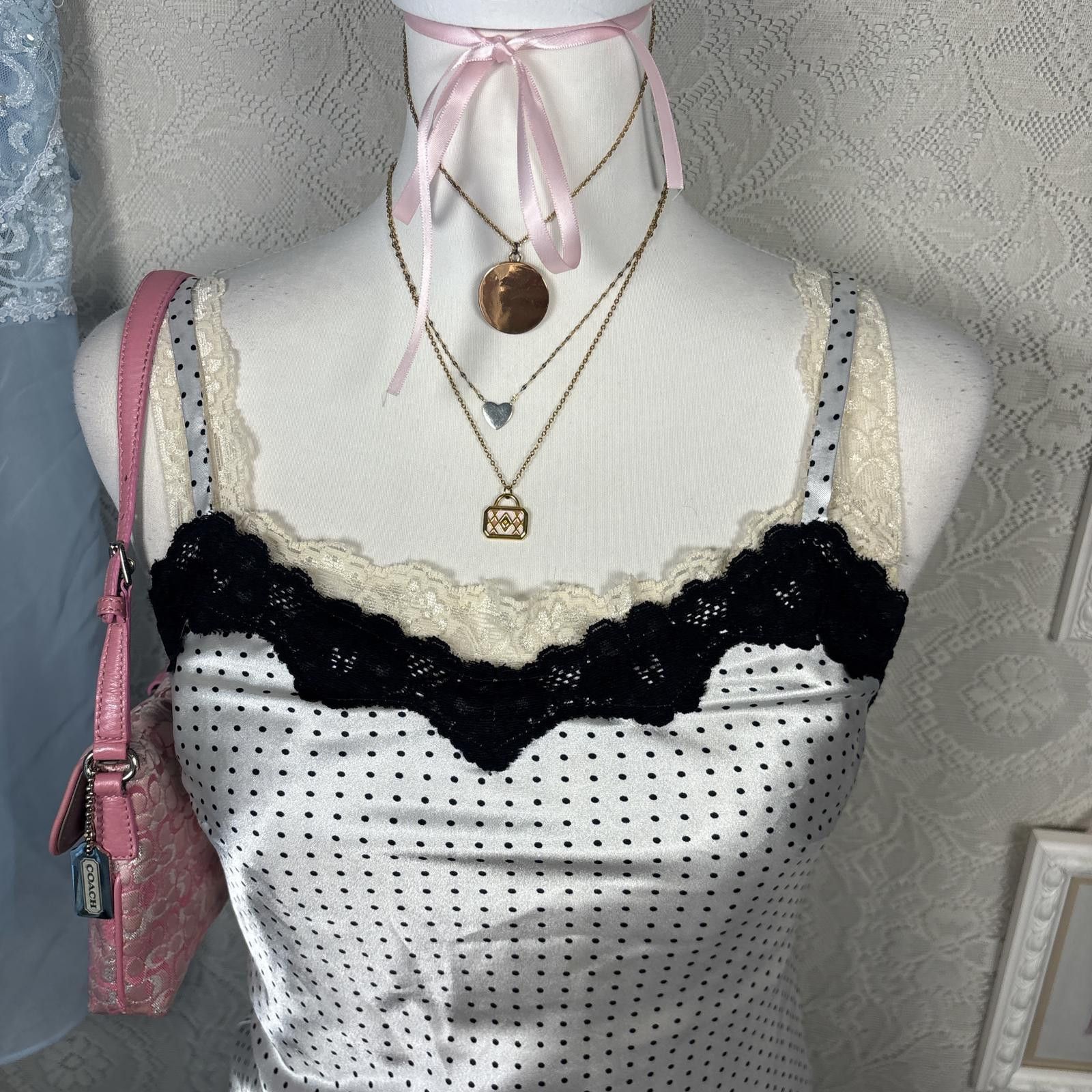 Other vintage lace polka dot satin top Size M / US 6-8 / IT 42-44 - 4 Thumbnail