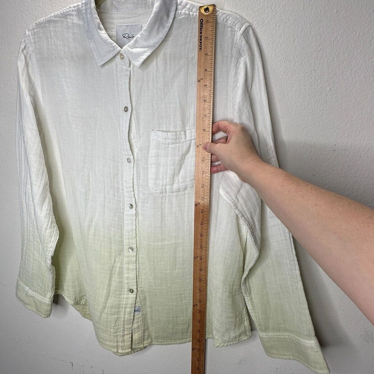 Rails Rails Ellis Blue Mint Dip Dye Button Long Sleeve Gauze Shirt Size L / US 10 / IT 46 - 13 Thumbnail