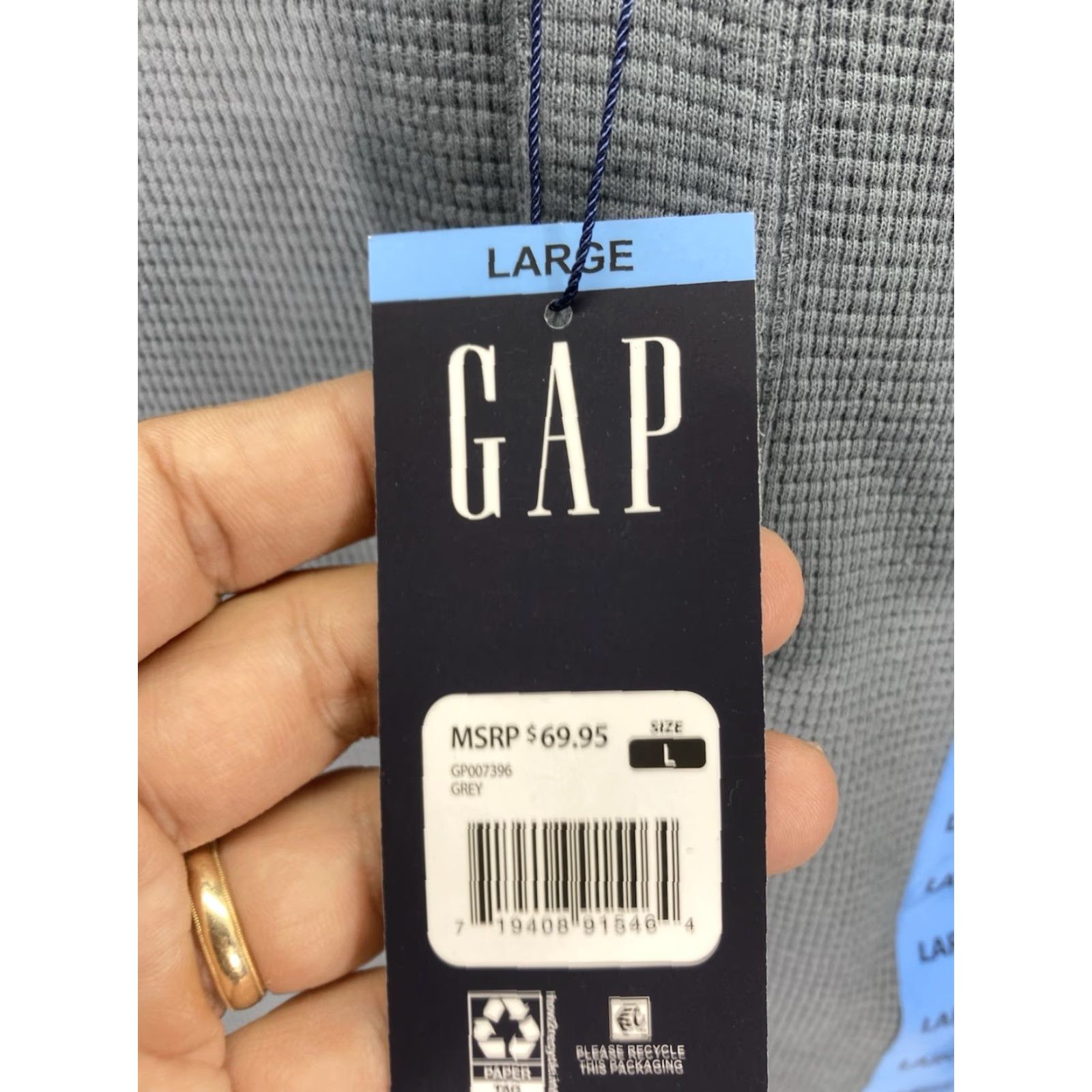 Gap VINTAGE Gap Waffle Henley Hoodie Shirt Men Large Gray Long Sleeve Pullover NWT Size US L / EU 52-54 / 3 - 5 Thumbnail