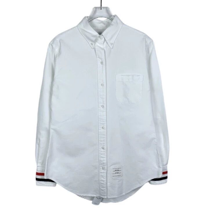 Thom Browne Thom Browne White Long Sleeve Shirt with Stripes - dmc Size US M / EU 48-50 / 2 - 1 Thumbnail