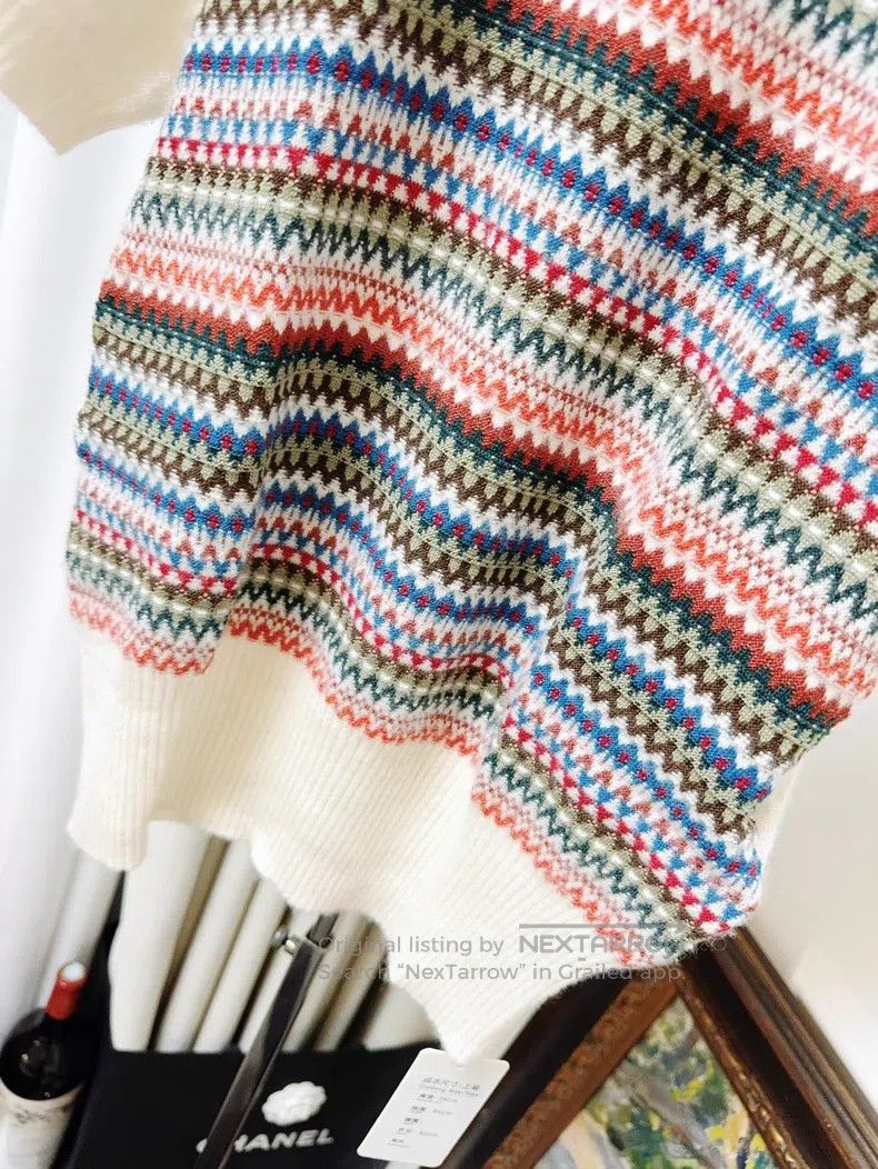 Loro Piana Colorful Knitted Cashmere Short Sleeve