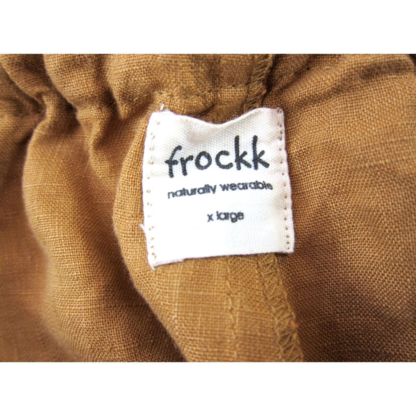 Vintage Frockk 100% Linen Carmel Brown Pocket Tie Tapered High Rise Darcy Pant Woman XL Size 40" / US 18 - 5 Thumbnail