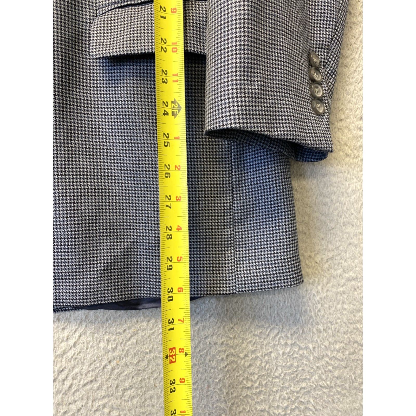 Brooks Brothers BROOKS BROTHERS Blue Houndstooth Wool Tuxedo Suit Jacket Size 42R - Formal Mens Size 42R - 6 Thumbnail