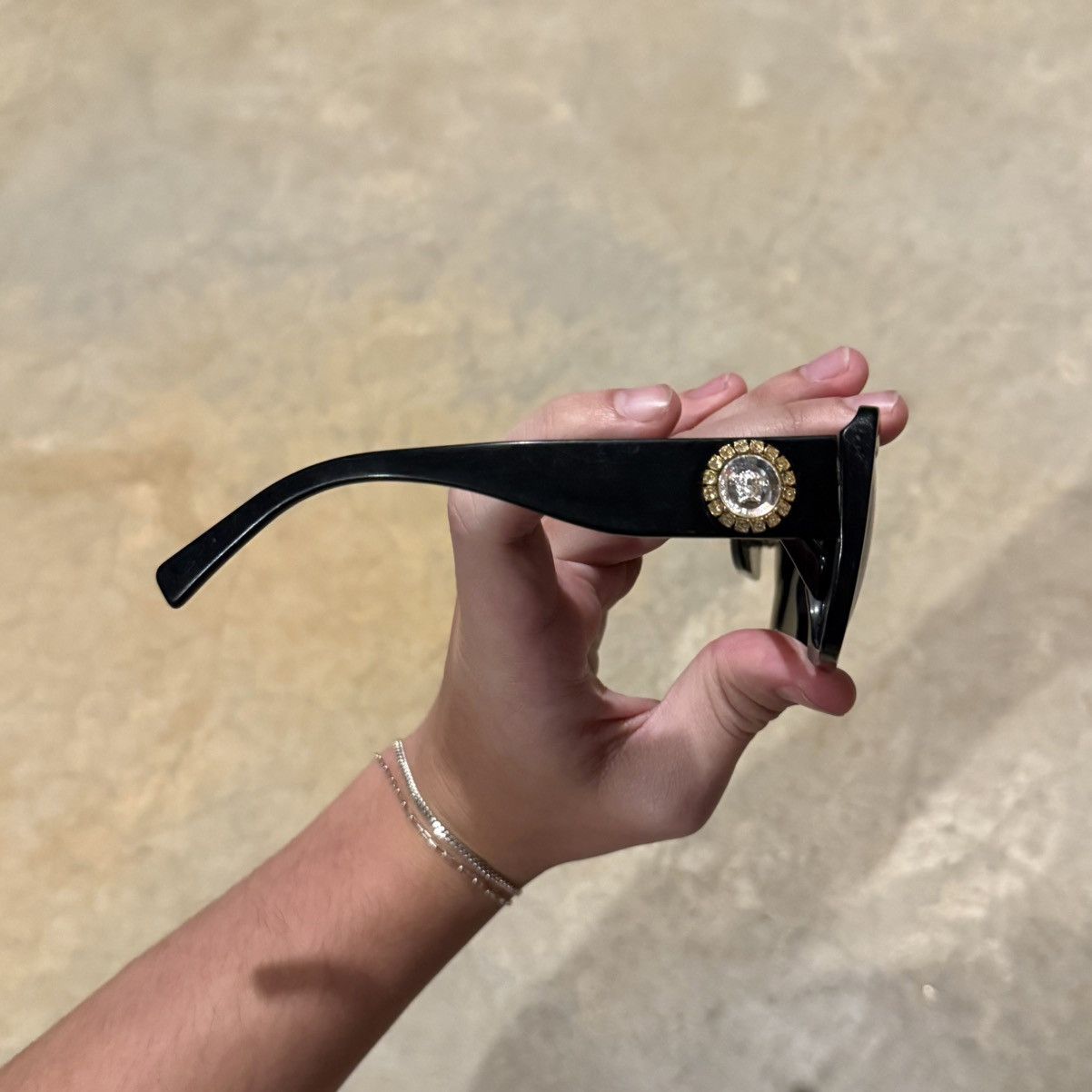 Versace Versace Medusa Crystal Embellish Square Frame Sunglasses Size ONE SIZE - 5 Thumbnail