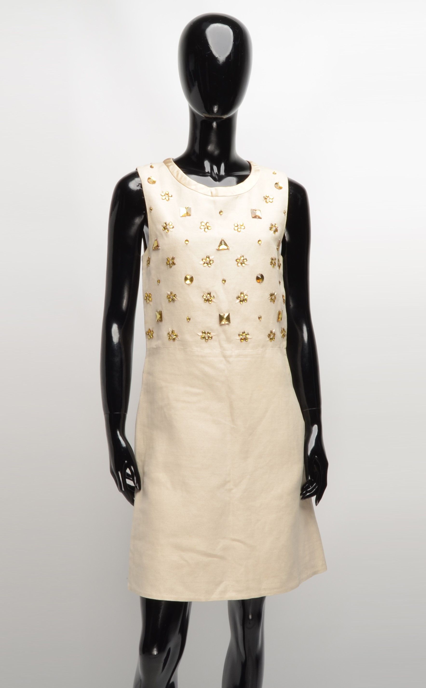 Vintage Chloe 90's Stone Embroidered Linen Blend Dress