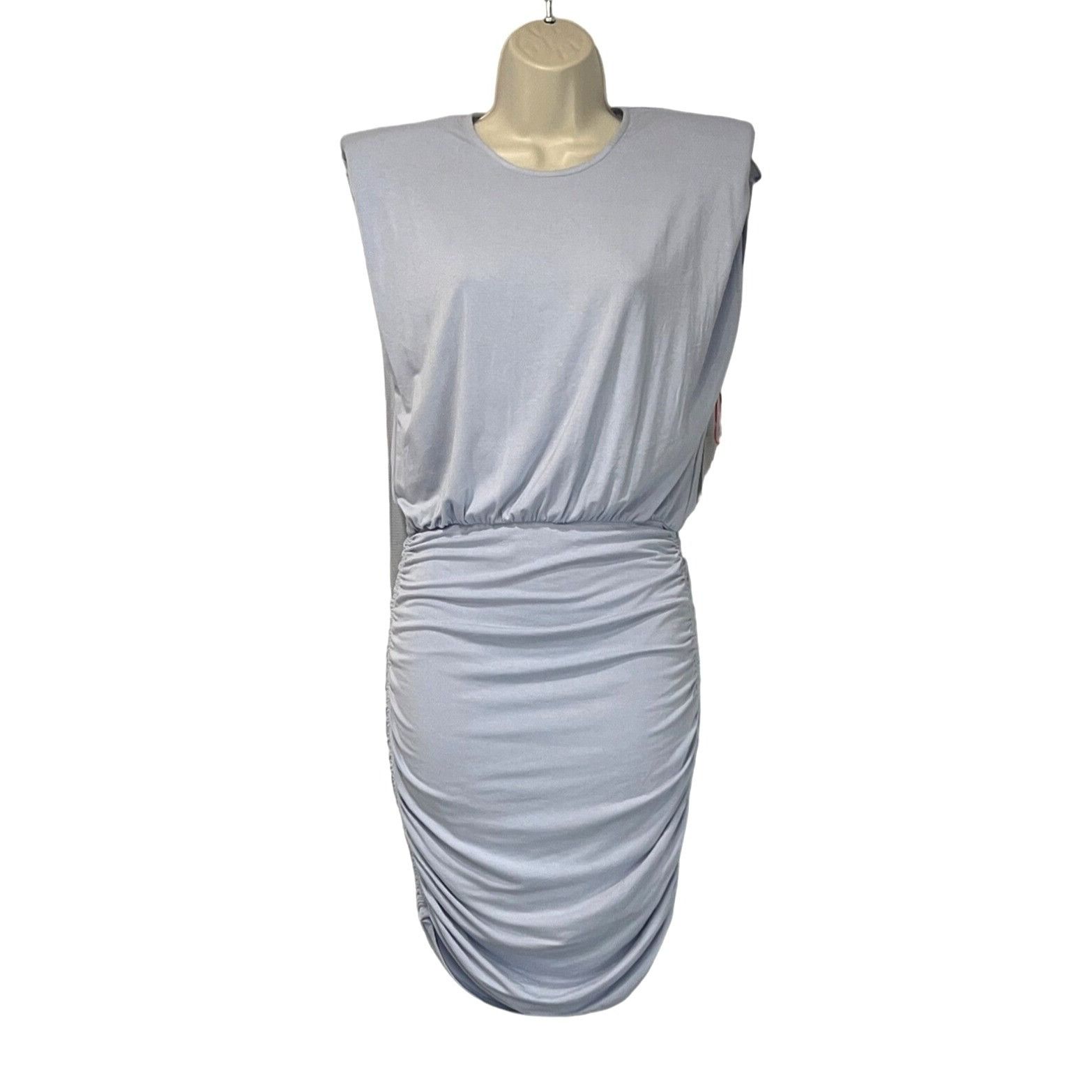Other Open Edit Strong Shoulder Body-con Minidress In Blue Feather Size XS / US 0-2 / IT 36-38 - 10 Thumbnail