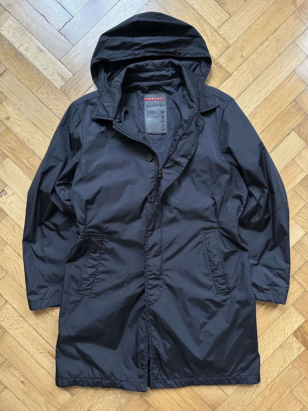 Prada ARCHIVE 90S PRADA LEATHER SHOULDER NYLON DOUBLE ZIP COAT