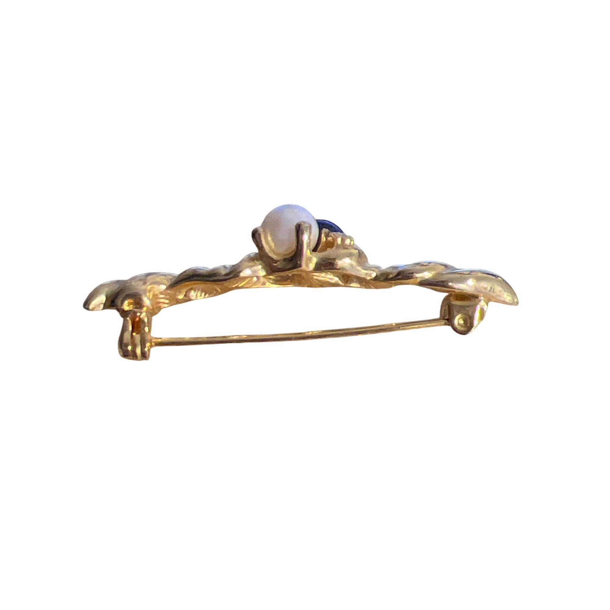 Other Vintage Gold Tone Brooch Pin Faux Pearl Black Rhinestones Tw Size ONE SIZE - 3 Thumbnail