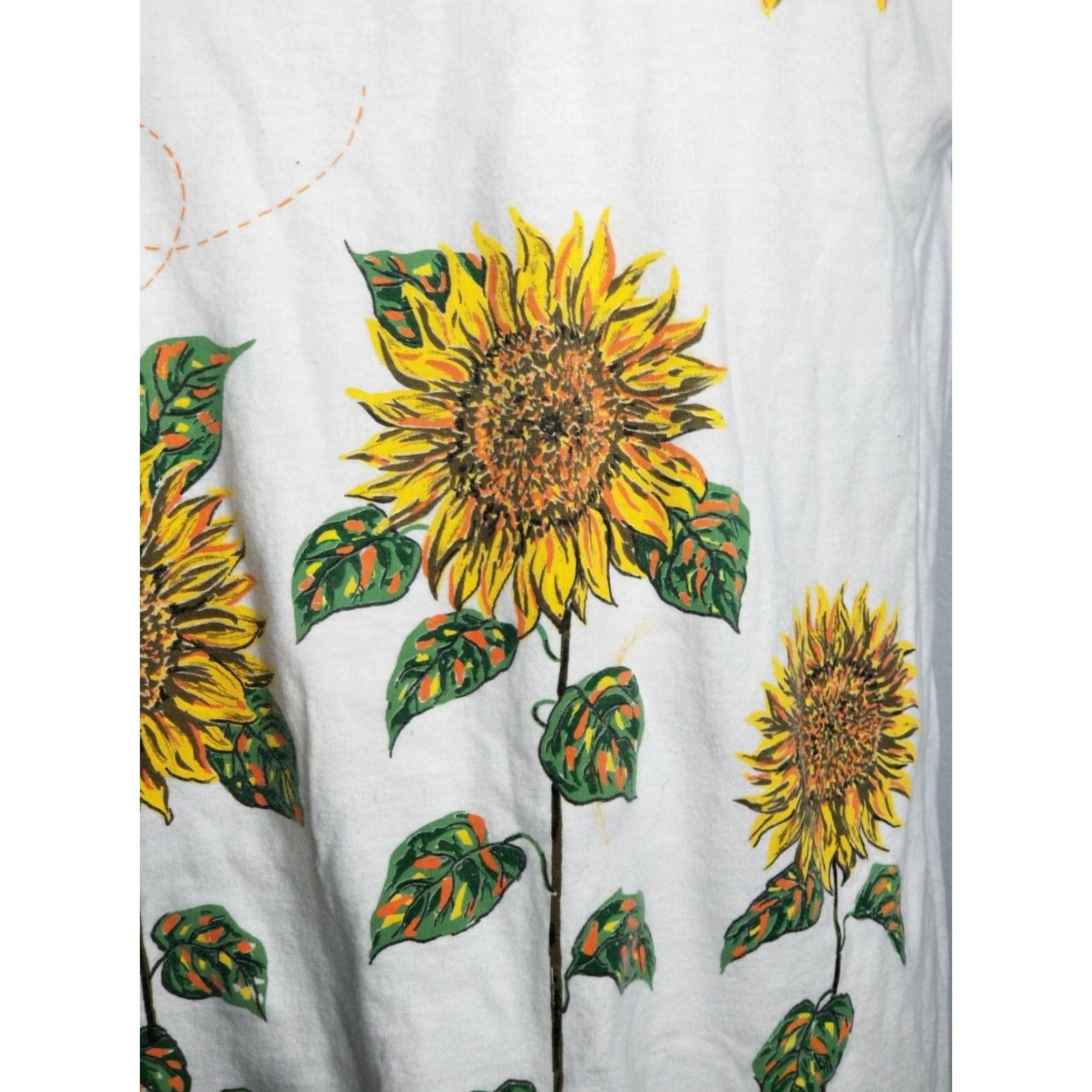 Sunflower VINTAGE 1980s American Weekend Sunflower Graphic T-Shirt Oversized Women’s M/L All Over Print Casual White Size M / US 6-8 / IT 42-44 - 6 Thumbnail