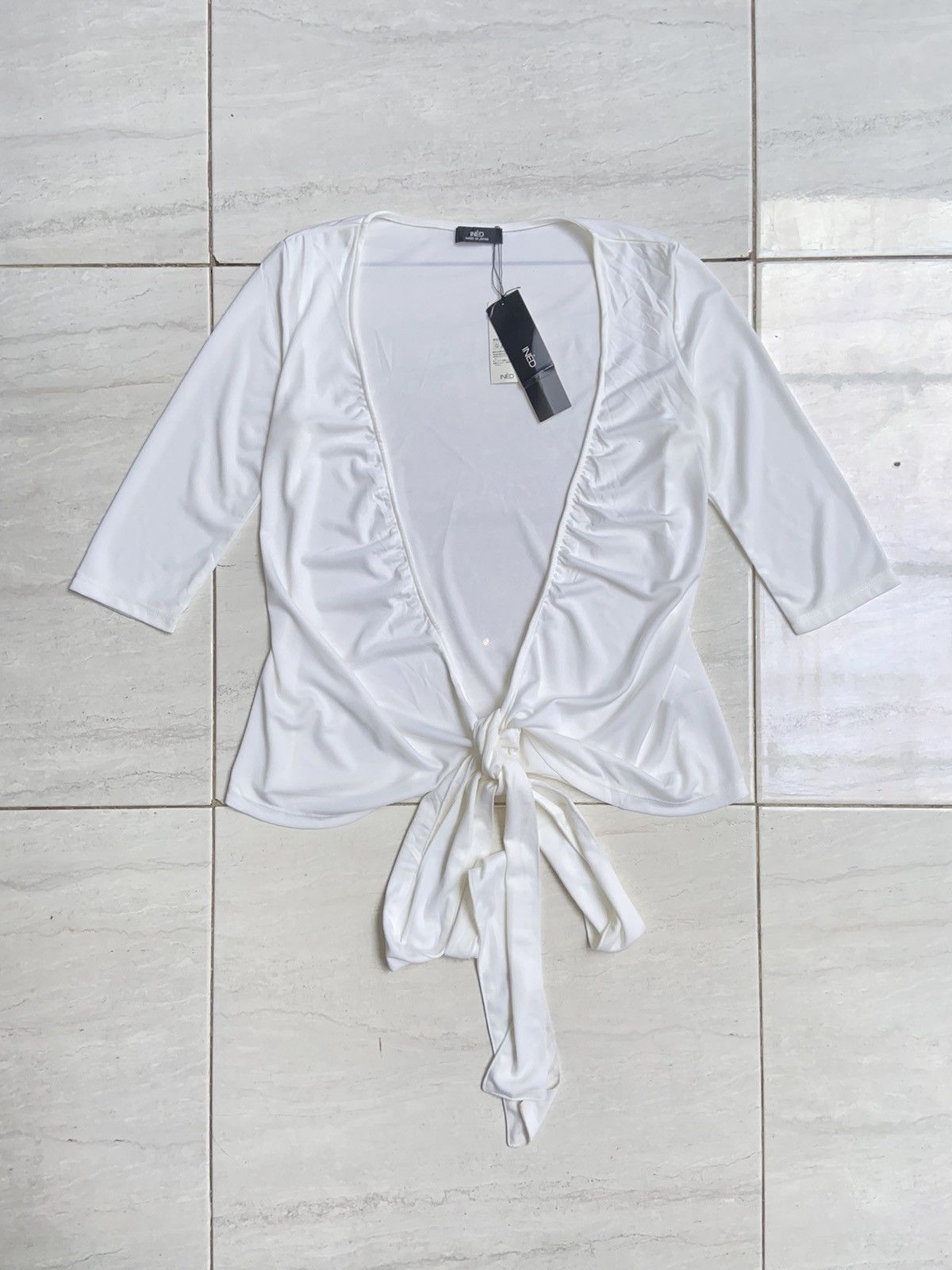 image of Yohji Yamamoto Ined White Cardigan, Women's (Size Small)