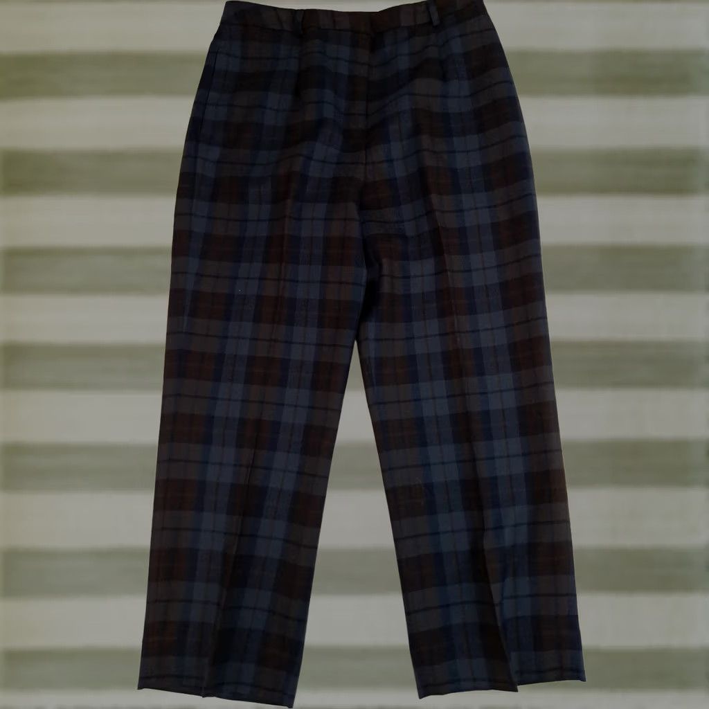 Pendleton VINTAGE Pendleton Pants Wool Plaid Dress Pants 100% Virgin Wool Women Blue 14 USA Size 36" / US 14 / IT 50 - 1 Thumbnail