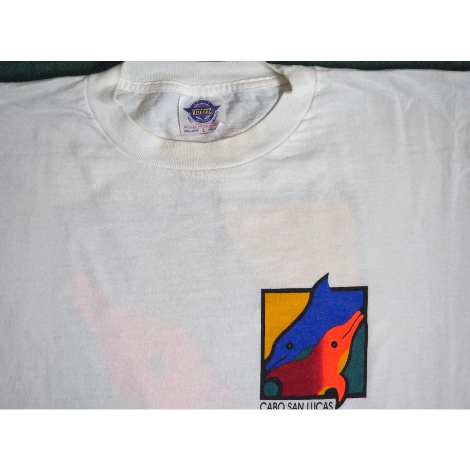Vintage VINTAGE 90s Cabo San Lucas Mexico Dolphin Travel Graphic Print White Tee T-Shirt Mens L Size US L / EU 52-54 / 3 - 6 Thumbnail