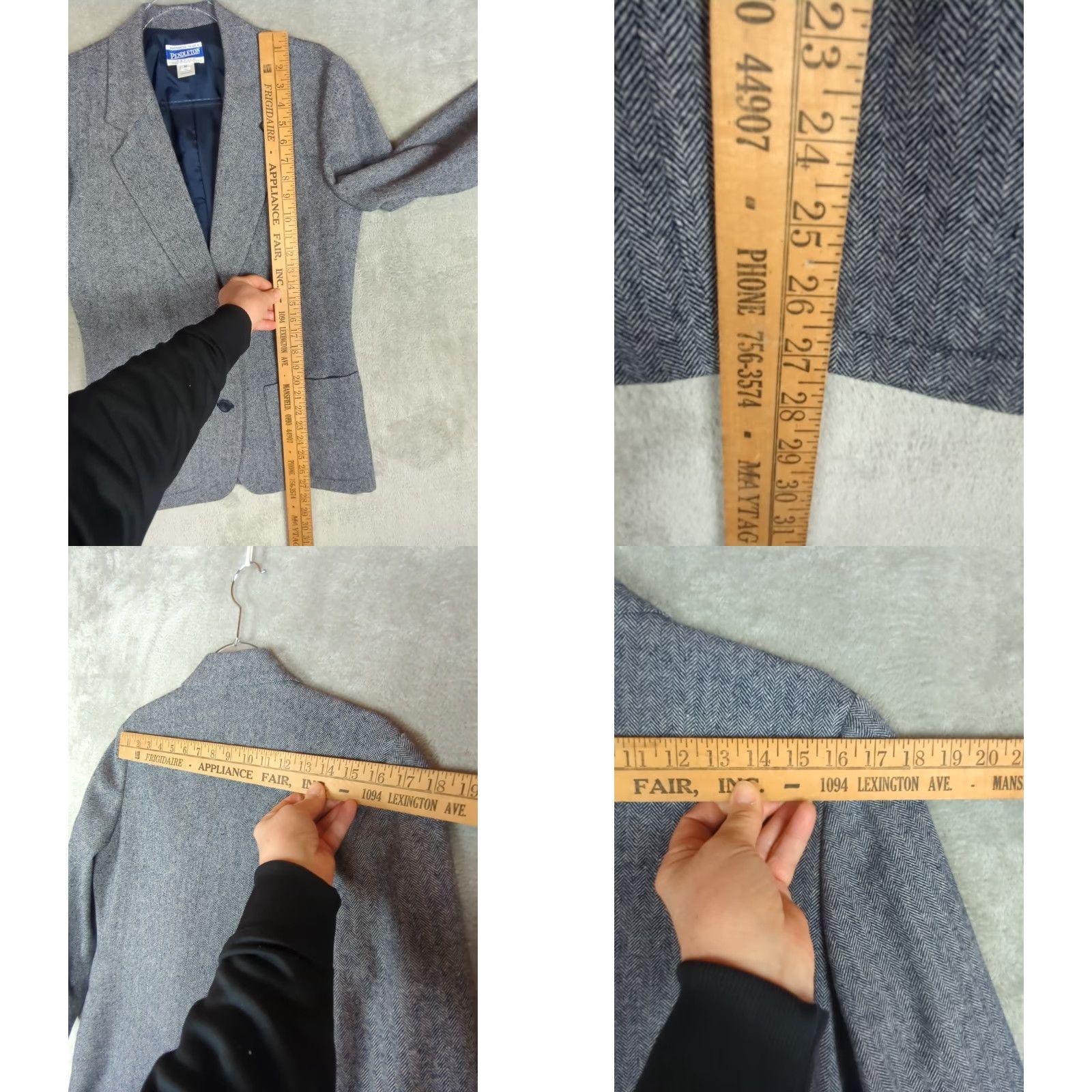 Pendleton VINTAGE Pendleton Blazer Women 10 Navy Blue Herringbone 100% Wool Lined Notch Lapel Two-Button Short? Wait Size L / US 10 / IT 46 - 10 Thumbnail