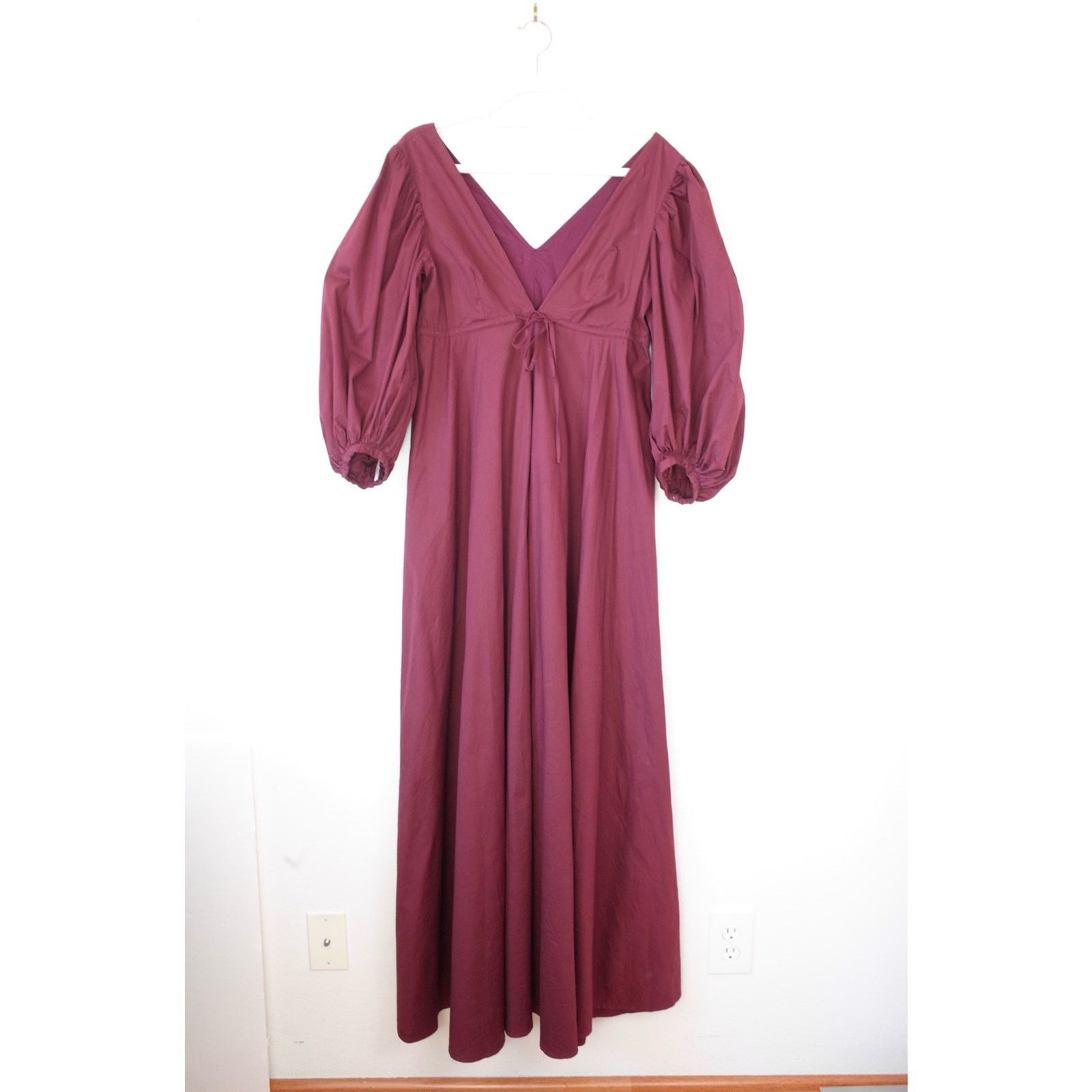 Staud Staud Burgundy Cotton Maxi Dress S Size S / US 4 / IT 40 - 1 Thumbnail