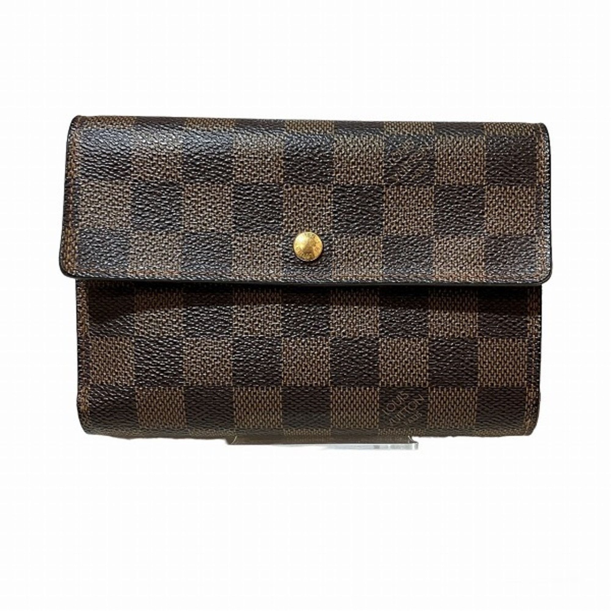 image of Louis Vuitton Damier Porte Tresor Etuy Papier N61202 Wallet Trifold Women's in Brown