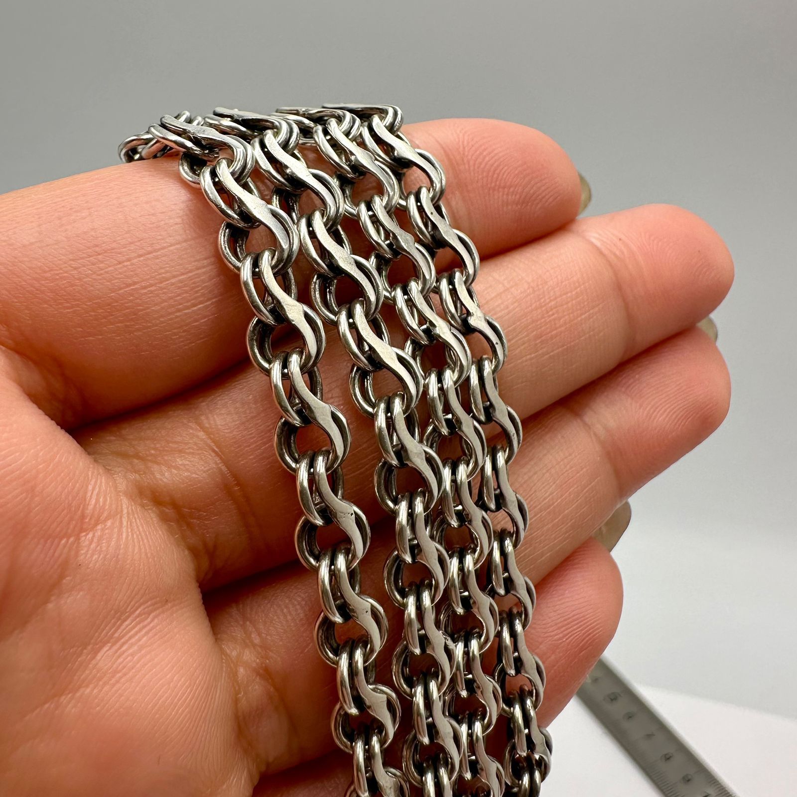 Sterling Silver Vintage Solid 925 Sterling Silver Chain Necklace Heavy Link Size ONE SIZE - 2 Thumbnail