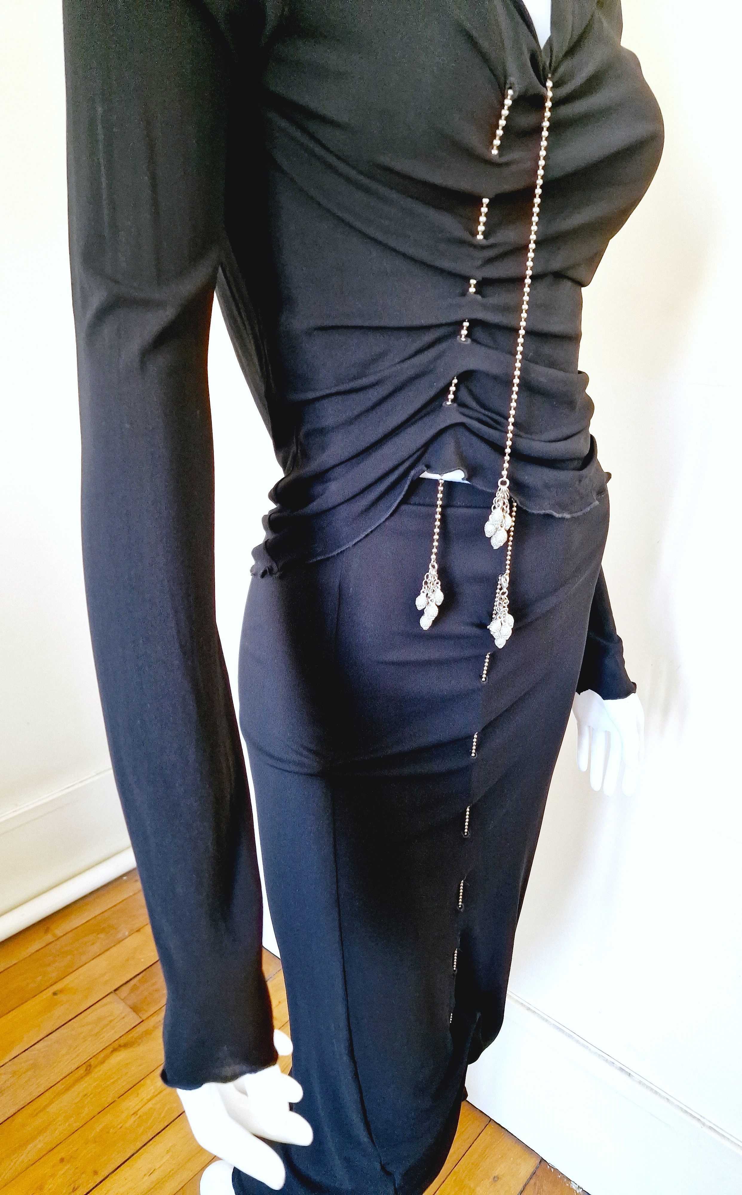 Jean Paul Gaultier Jean Paul Gaultier Silver Chain Lace Up Black Large Dress Size L / US 10 / IT 46 - 3 Thumbnail