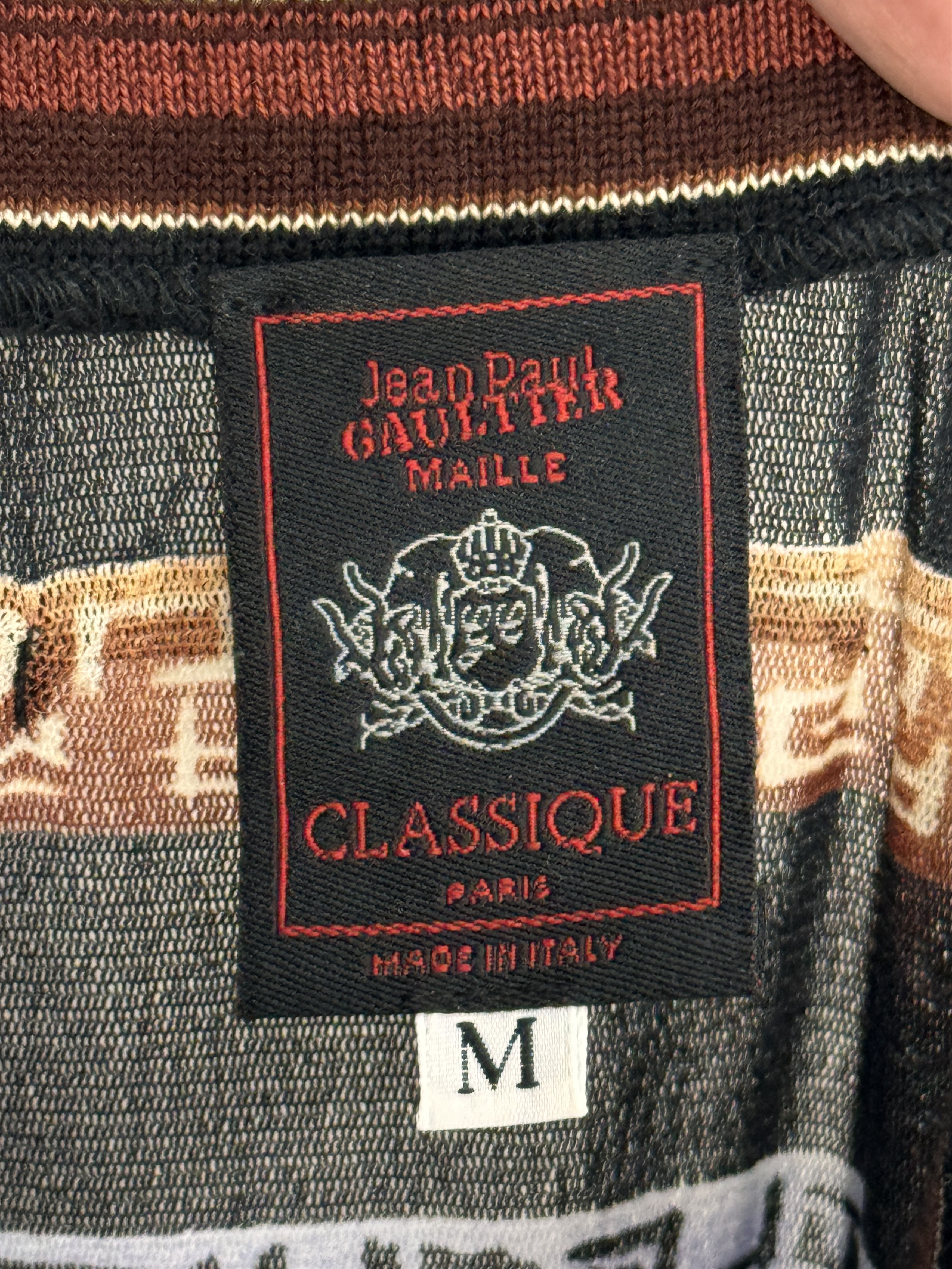Jean Paul Gaultier × Vintage Vintage Jean Paul Gaultier Mesh Top LS Stripe Logo Print Size M / US 6-8 / IT 42-44 - 11 Thumbnail
