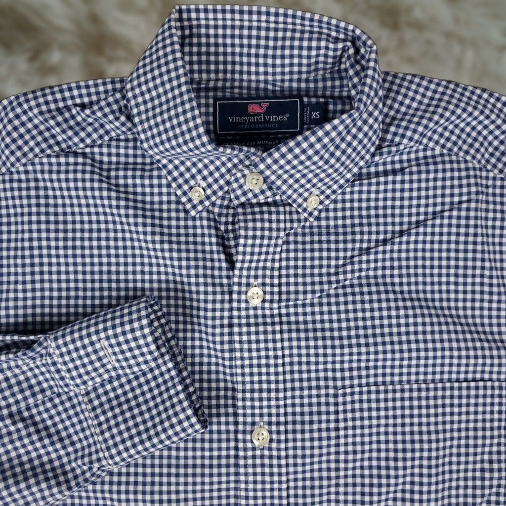 Vineyard Vines Vineyard Vines Shirt Mens XS Blue Check Whale Casual Button Up Long Sleeve Size US XS / EU 42 / 0 - 1 Thumbnail