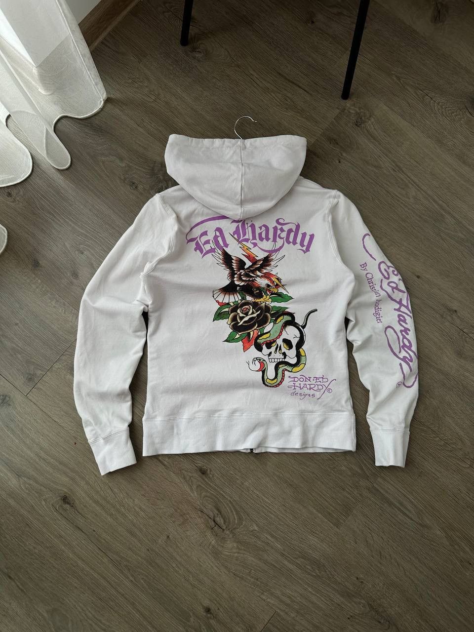 Ed Hardy Vintage Ed Hardy Christian Audigier White Hoodie Size US S / EU 44-46 / 1 - 1 Thumbnail