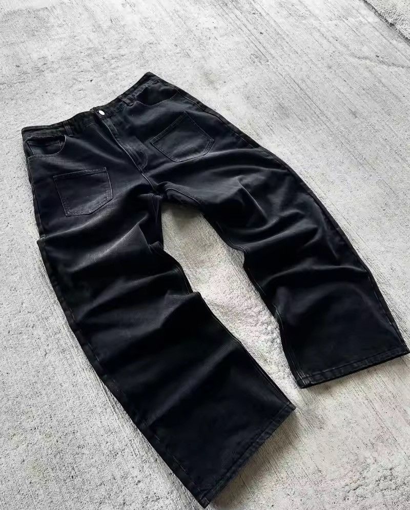 Japanese Brand × Jean embroidery cherry flower wide leg Jeans Size US 33 - 4 Thumbnail