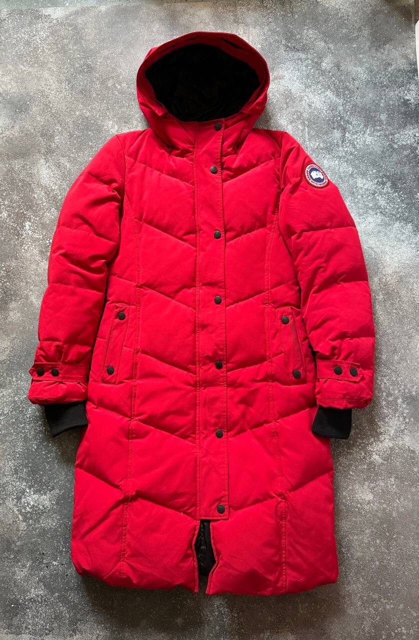 image of Canada Goose Arctic Program Vintage Long Hooded Down Jacket in Red, Women's (Size Small)