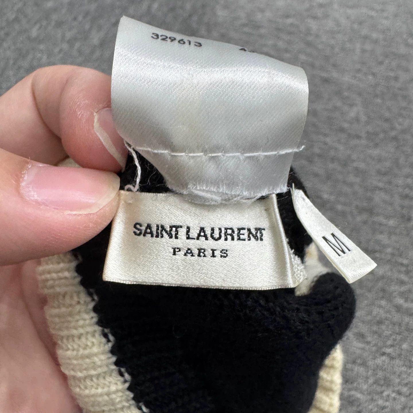 Saint Laurent Paris SLP black and white colorblock wool beanie M Size ONE SIZE - 5 Thumbnail