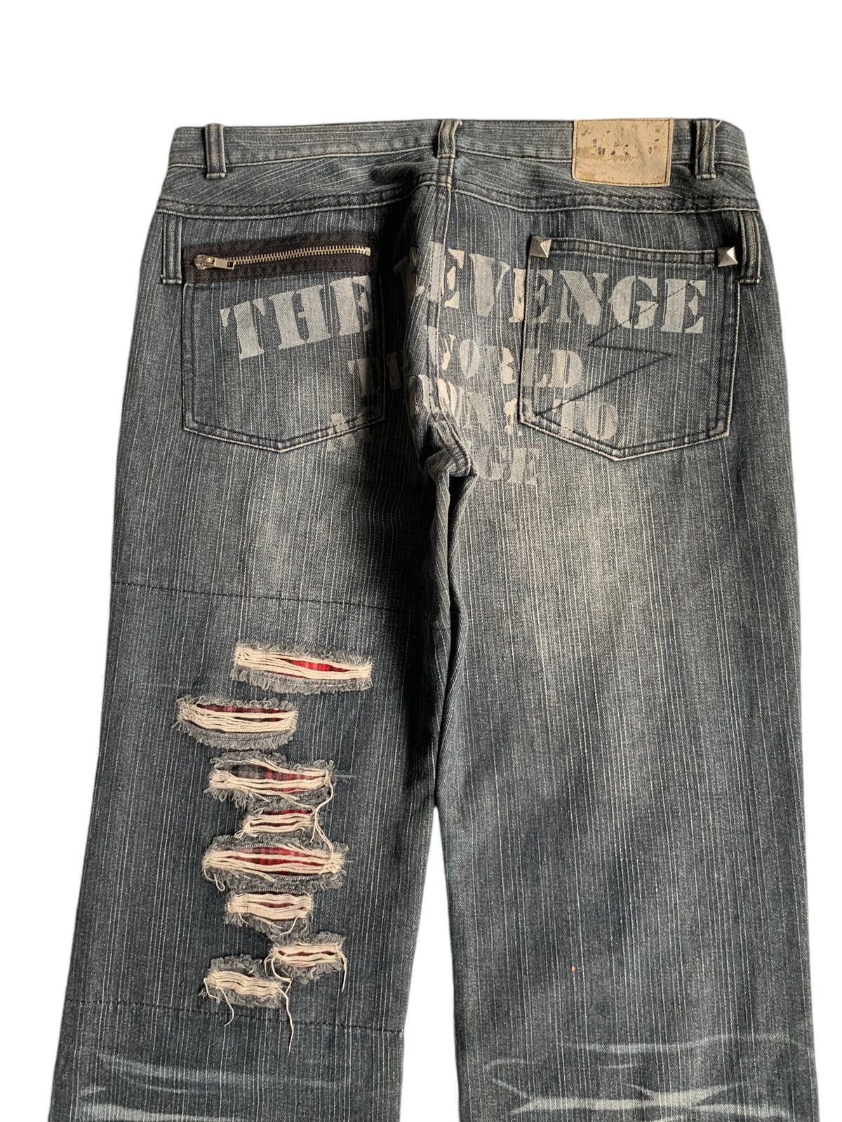 If Six Was Nine Sex Pot Revenge Skull Punk Bondage Style Distressed Denim☠️🎌 Size US 33 - 6 Thumbnail