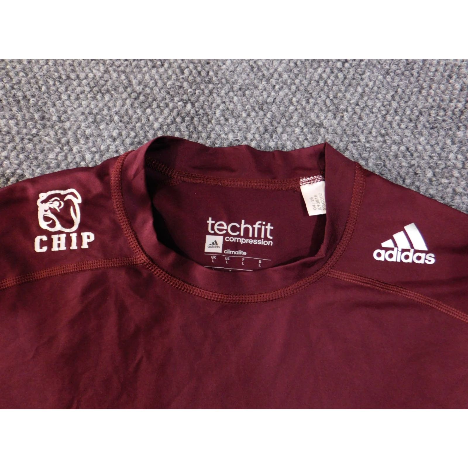 Adidas adidas compression shirt mens Large maroon techfit climalite chip stretch shirt athletic breathable short sleeve logo football 90s sports Mens Size US L / EU 52-54 / 3 - 5 Thumbnail