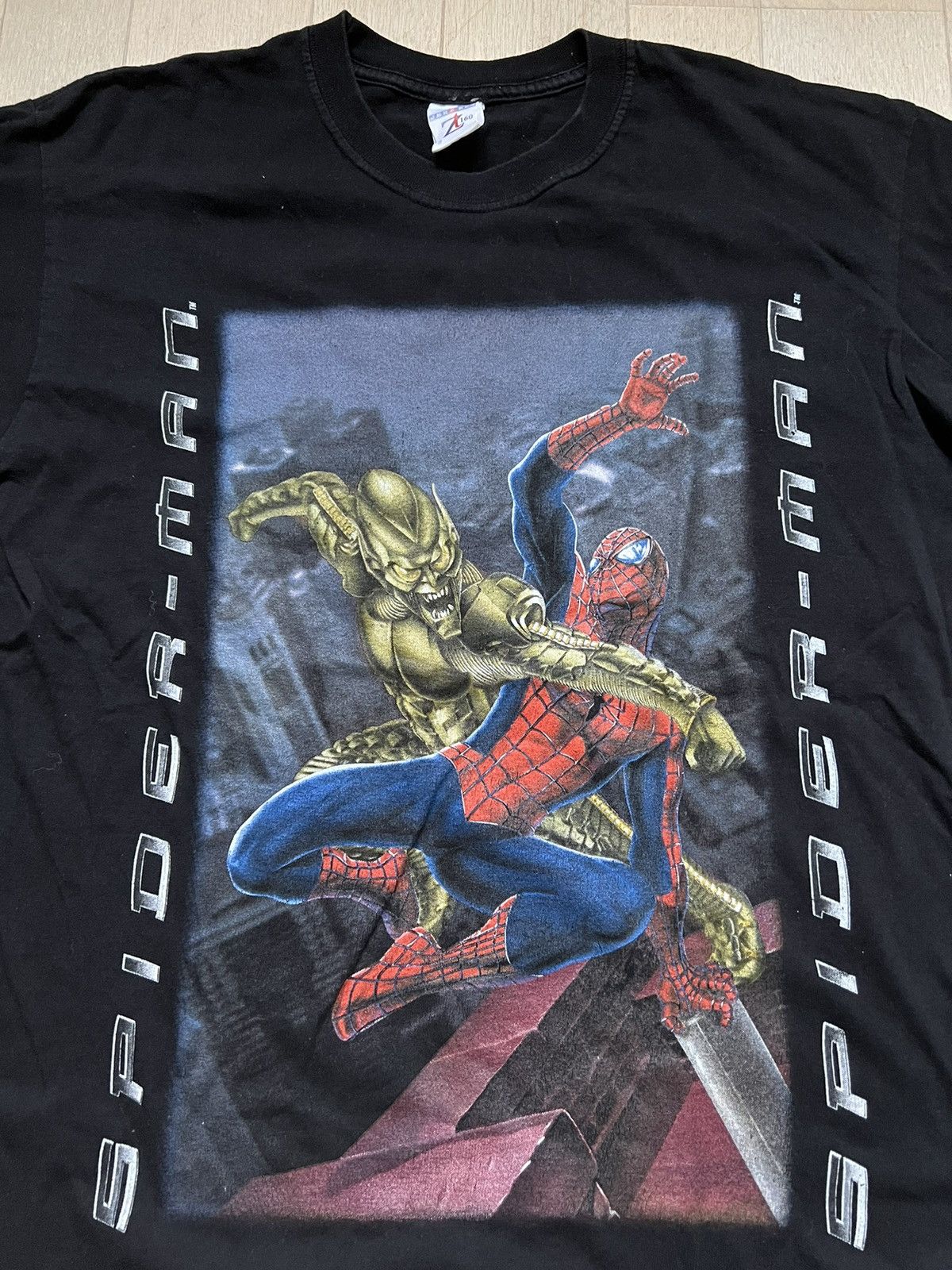 image of Vintage Promo Spiderman Jerzees Green Goblin in Black, Men's (Size Small)