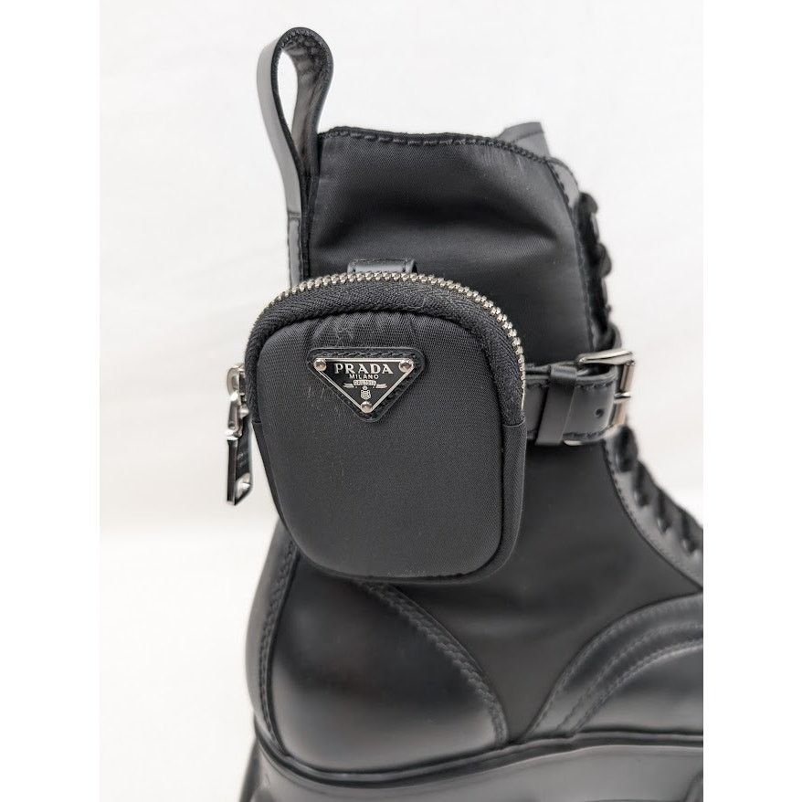 o1rshd1 Strapped Pouch Combat Boots 13 Prada - 13.5 US
