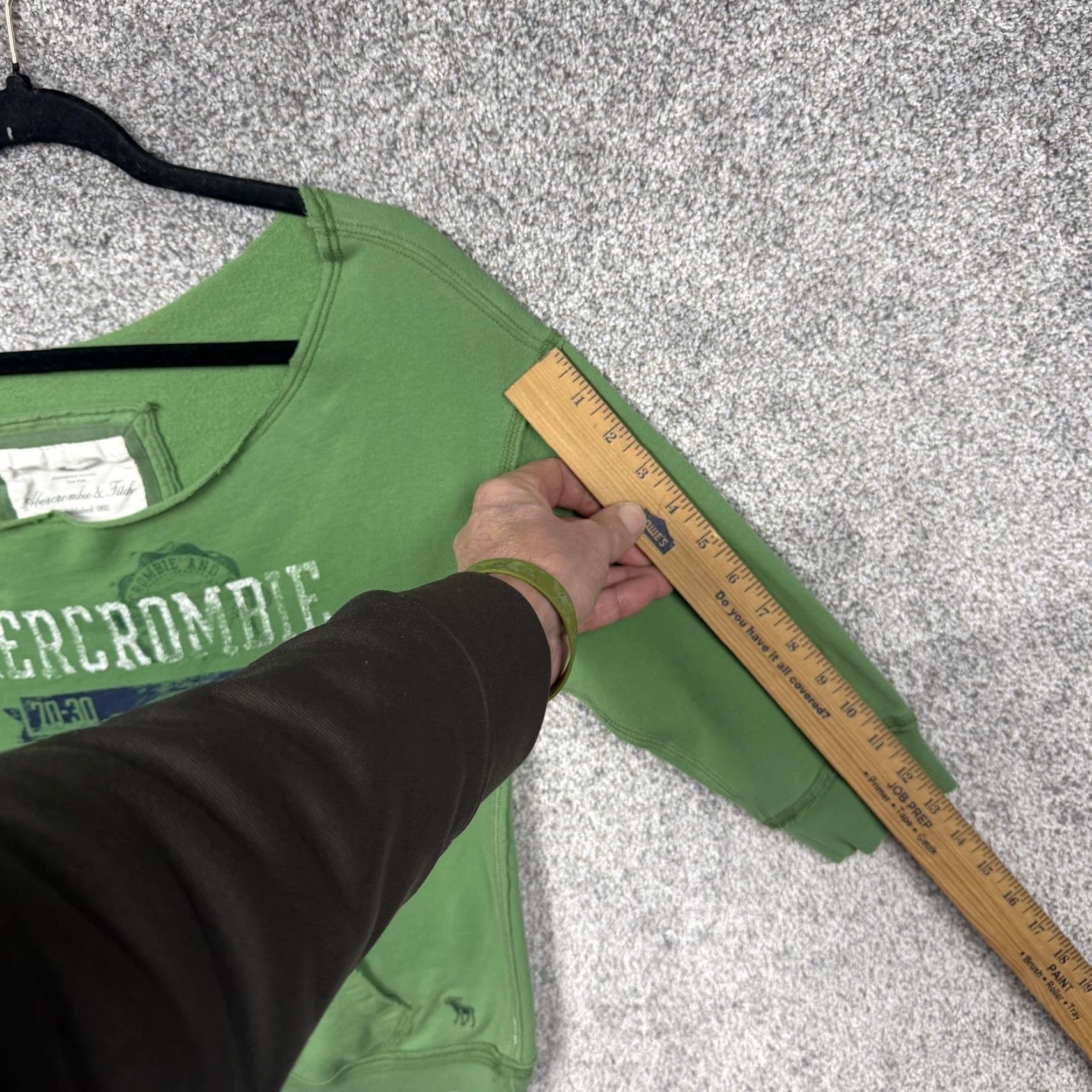 Abercrombie & Fitch Abercrombie & Fitch Sweatshirt Womens S Green Boat Neck Grunge Adirondack Heritage Cropped Pullover Casual Sweatshirt Size S / US 4 / IT 40 - 3 Thumbnail