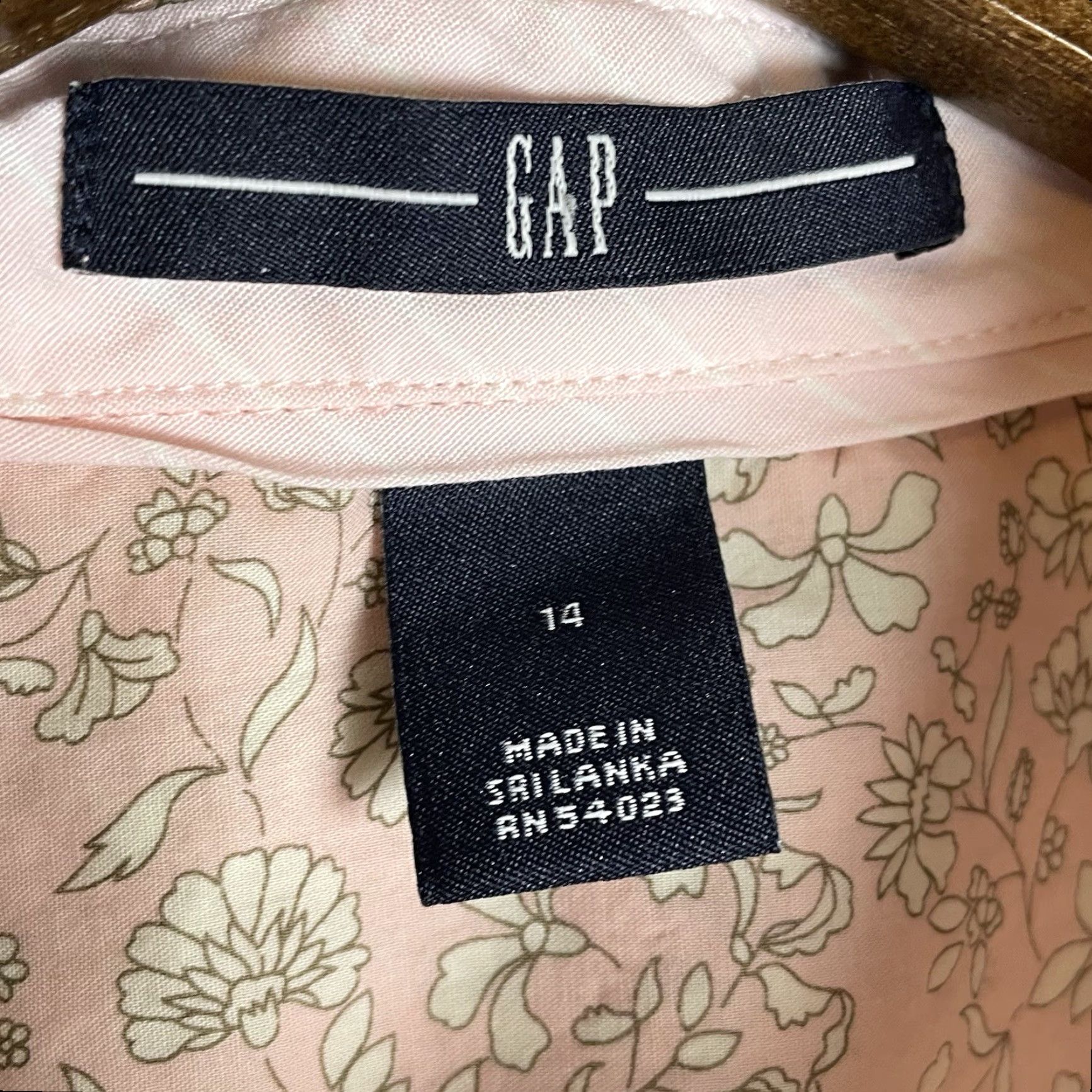 Gap Gap Button-Up Shirt Blouse Women's 14 Cotton Pink Floral Long Sleeve VTG Casual Basic Size XL / US 12-14 / IT 48-50 - 4 Thumbnail